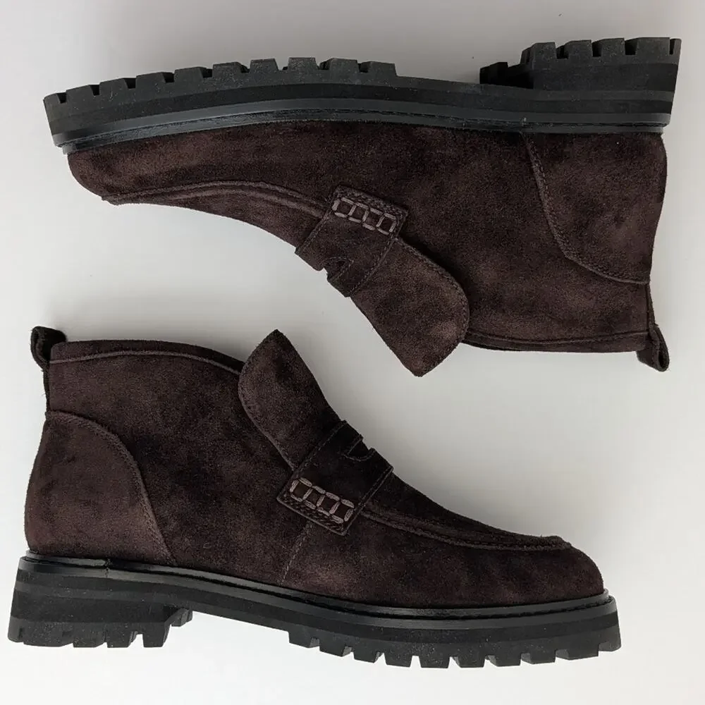 NWOB Madewell The Ryder Ankle Boot Coffee Bean Brown Suede Shoes Size 8.5